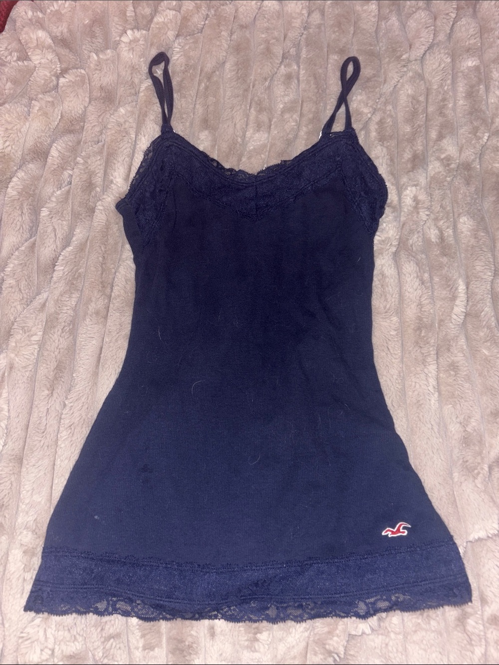 Hollister Navy Lace-Trim Slim Cami Tank